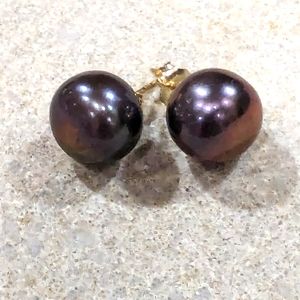 10m 14k Black Pearl earrings